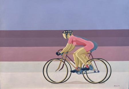 Quadro di Giorgio  Alboni Lo sprint n 1 - olio carta 